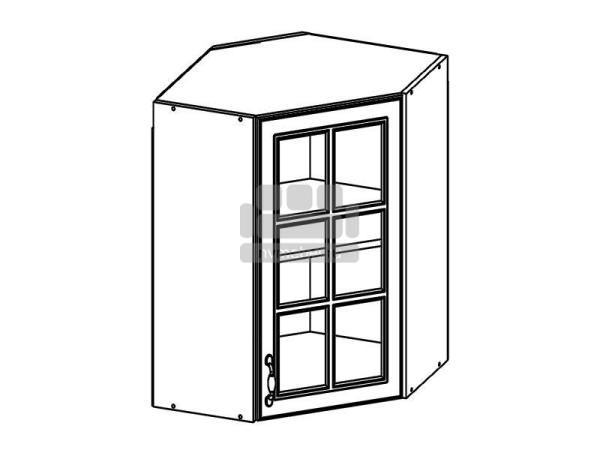 Шкаф навесной угловой витражный с дверкой  по диагонали ПАВ2060