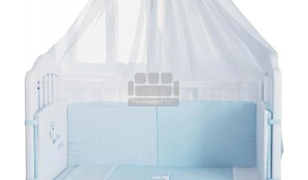 Комплект в кроватку Fairy "Жирафик" 7 предметов, голубой