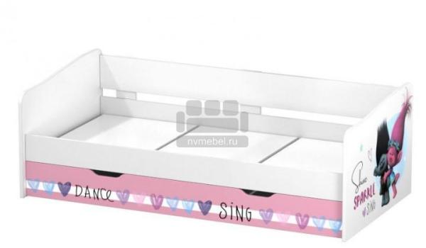 Кровать детская выдвижная Polini kids Fun 4200 Тролли, розовый