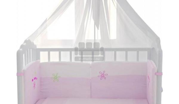 Комплект в кроватку Fairy "Белые кудряшки" 7 предметов, розовый