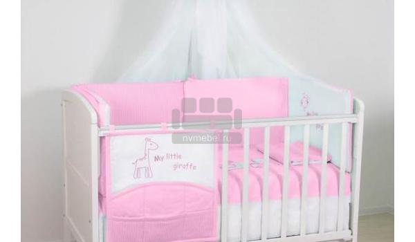 Комплект в кроватку Fairy "Жирафик" 7 предметов, розовый